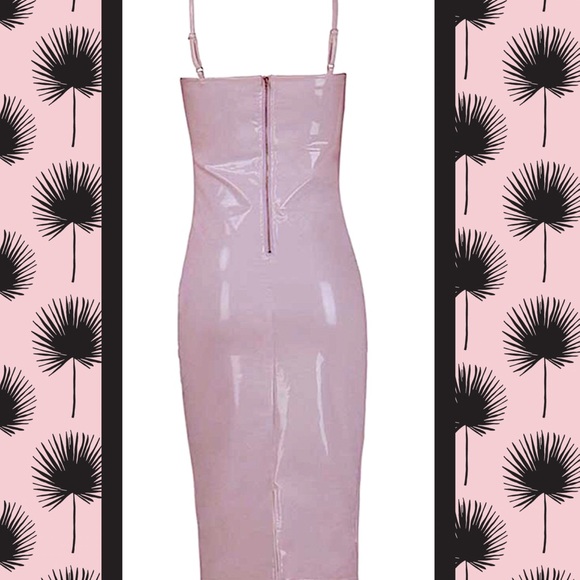 Sexy Bodycon Faux Leather Midi Dress NWT - Picture 8 of 10